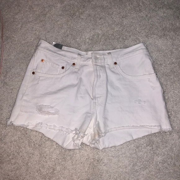 White high waisted Levi cutoff jean shorts - Picture 1 of 3